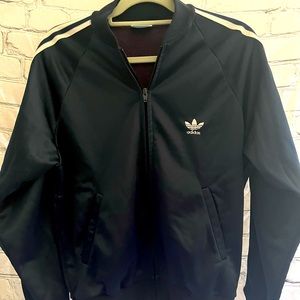 Vintage 80s adidas ATP KEYROLAN Trefoil Track Suit Jacket Size medium Navy Blue.